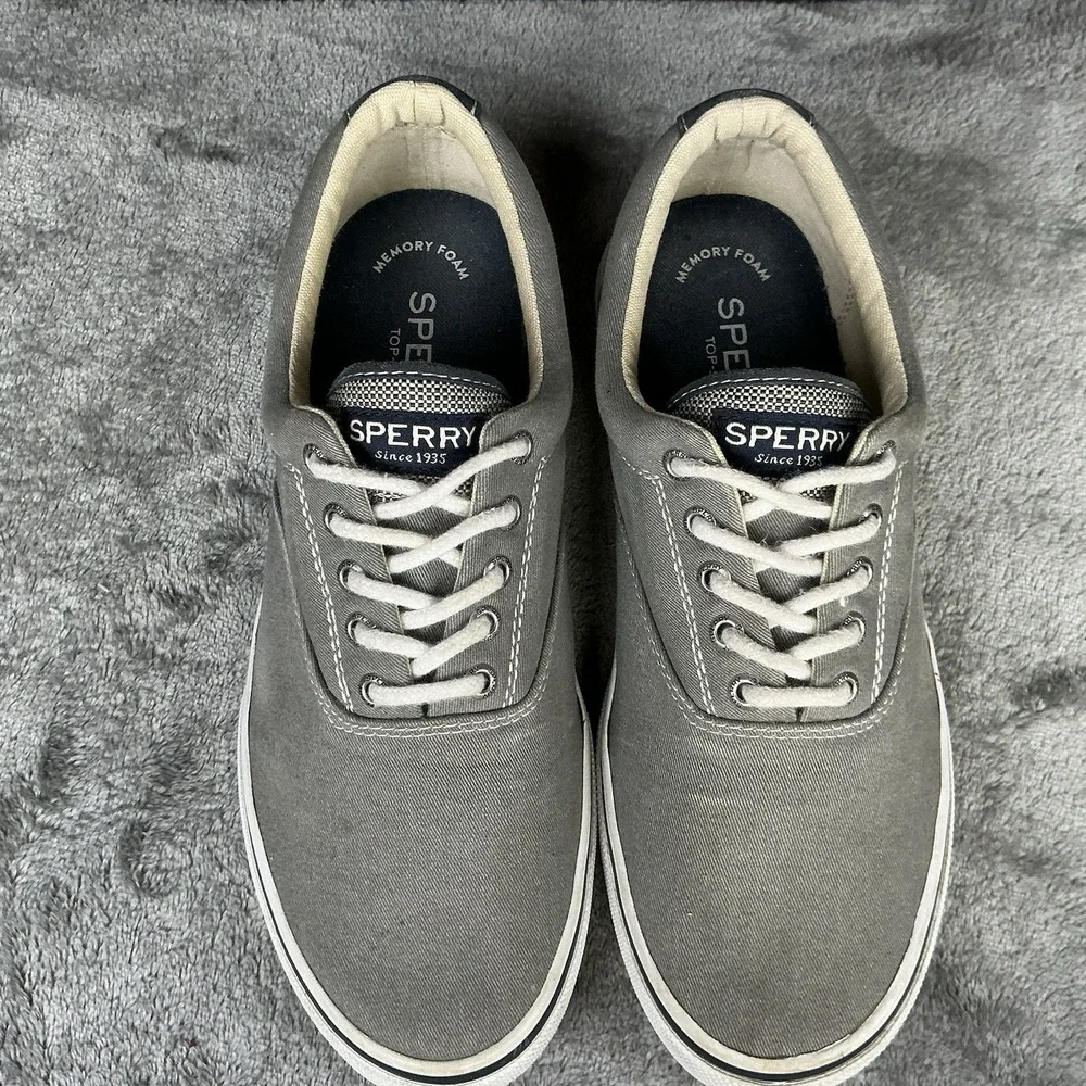 Sperry Top-Sider Halyard Boat Shoes Mens 9M Gray Canvas Memory Foam Nautical